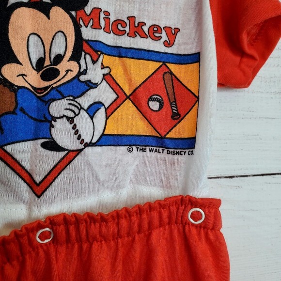 Vintage Waly Disney Co. Mickey Mouse 1984 Snap Pajamas Toddler Size 9M US Made - Picture 4 of 11